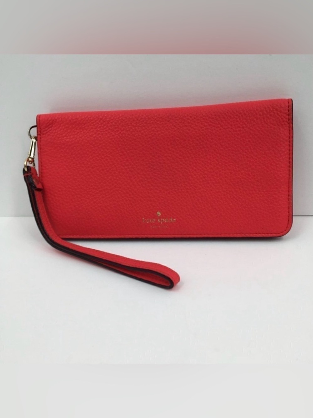 Kate Spade Erin Grey Street Geranium pink wallet wristlet leather clutch new